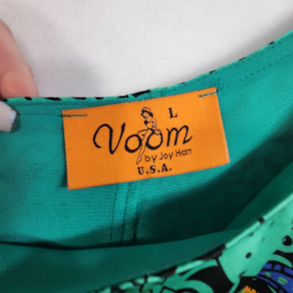 Voom By Joy Han Dress Womens Large Green Silk One Shoulder Ruffle Sleeve Mini - Picture 7 of 12